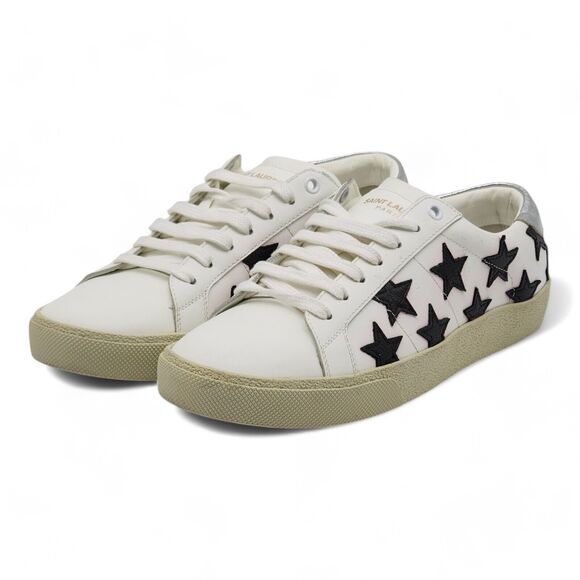 Saint Laurent Paris Court Stars Low Top Sneakers - Leather - White - 40 7US $750 main image 8